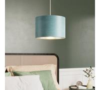 GoodHome Bodmin Light Blue Silver Effect Round Lamp Shade (D)30Cm