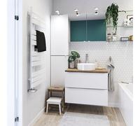 GoodHome Boxwood White 665Btu Vertical Towel Radiator (W)500mm X (H)1200mm