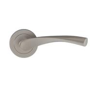 GoodHome Breage Brushed Grey Nickel Effect Aluminium & Zamak Twisted Lever On Rose Door Handle (L)120.5mm, Pair