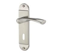 GoodHome Breage Brushed Grey Nickel Effect Aluminium Alloy & Steel Straight Door Handle (L)120.5mm (D)67mm