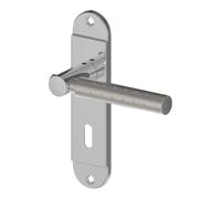 GoodHome Brigg Brushed & Polished Grey Chrome & Nickel Effect Aluminium Alloy & Steel Straight Door Handle (L)132mm (D)61.5mm