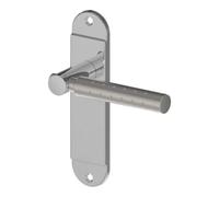 GoodHome Brigg Brushed & Polished Grey Chrome & Nickel Effect Aluminium Alloy & Steel Straight Door Handle (L)132mm (D)61.5mm