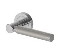 GoodHome Brigg Brushed & Polished Grey Chrome & Nickel Effect Aluminium & Zamak Straight Lever On Rose Door Handle (L)132mm, Pair
