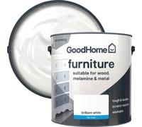 GoodHome Brilliant White Flat Matt Furniture Paint, 2L