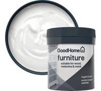 GoodHome Brilliant White Flat Matt Furniture Paint, 80Ml Tester Pot