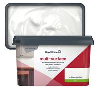 GoodHome Brilliant White Satin Multi-Surface Paint, 2L