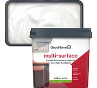 GoodHome Brilliant White Satin Multi-Surface Paint, 750Ml