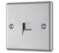 GoodHome Brushed Steel 1 Gang Master Telephone Socket