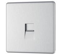 GoodHome Brushed Steel 1 Gang Screwless Master Telephone Socket