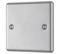 GoodHome Brushed Steel 1 Gang Single Blanking Plate