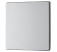 GoodHome Brushed Steel 1 Gang Single Screwless Blanking Plate
