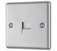 GoodHome Brushed Steel 1 Gang Slave Telephone Socket
