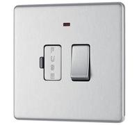 GoodHome Brushed Steel 13A 2 Way Flat Profile Screwless Switched Neon Indicator Fused Connection Unit