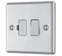 GoodHome Brushed Steel 13A 2 Way Raised Rounded Profile Screwed Switched Fused Connection Unit