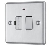 GoodHome Brushed Steel 13A 2 Way Raised Rounded Profile Screwed Switched Neon Indicator Fused Connection Unit