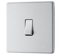 GoodHome Brushed Steel 20A 2 Way 1 Gang Light Screwless Switch