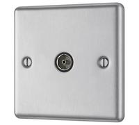 GoodHome Brushed Steel Single Tv Socket