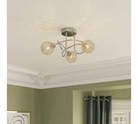 GoodHome Caelus Spiral Metal Chrome Effect 3 Lamp Ceiling Light