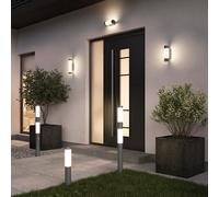 GoodHome Callisto Fixed Matt Dark Grey Mains-Powered Integrated Led Outdoor Contemporary Wall Light 900Lm (Dia)7.6Cm