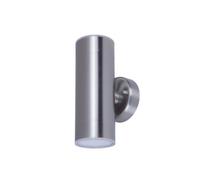 GoodHome Candiac Fixed Satin Stainless Steel Mains-Powered Integrated Led Outdoor Double Wall Light 760Lm (Dia)6Cm