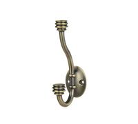 GoodHome Cap End Antique Brass Effect Zinc Alloy Wall-Mounted Hat & Coat Hook (H)126mm (D)35mm
