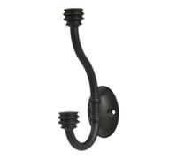 GoodHome Cap End Black Zinc Alloy Wall-Mounted Hat & Coat Hook (H)126mm (D)35mm