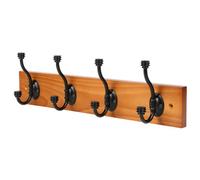 GoodHome Cap End Matt Warm Oak Pine 4 Hook Rail (L)458mm (H)134mm