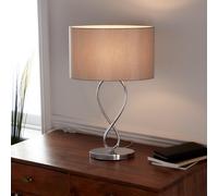 GoodHome Carnavon Modern Light Grey Chrome Effect Table Light