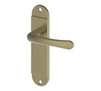 GoodHome Caspe Brushed Antique Brass Effect Aluminium Alloy & Steel Curved Door Handle (L)112mm (D)46.3mm