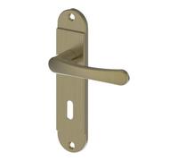 GoodHome Caspe Brushed Antique Brass Effect Aluminium Alloy & Steel Straight Door Handle (L)112mm (D)46.3mm