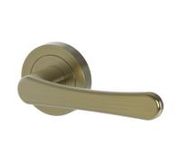 GoodHome Caspe Brushed Antique Brass Effect Aluminium & Zamak Straight Lever On Rose Door Handle (L)112mm, Pair