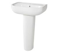 GoodHome Cavally Gloss White Oval Full Pedestal Basin (H)84Cm (W)56Cm