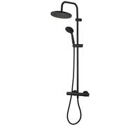GoodHome Cavally Matt Black Wall-Mounted Thermostatic Multi Head Shower With 2 Heads & 1.5M Hose Length