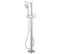 GoodHome Cavally Silver Chrome Effect Floor-Mounted Mixer Tap With Shower Kit