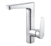GoodHome Cavally Swivel Tall Chrome Effect Round Basin Mono Mixer Tap