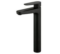 GoodHome Cavally Tall Matt Black Round Sink Or Worktop Mono Mixer Tap