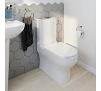 GoodHome Cavally White Back To Wall Close-Coupled Toilet Set With Soft Close Seat & Exposed Cistern