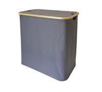GoodHome Cervia Grey Bamboo & Cotton Medium Laundry Basket, 106L