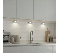 GoodHome Chardin White Silver Effect Mains-Powered Led Neutral White Under Cabinet Light Ip20 (L)120mm (W)118mm