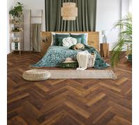 GoodHome Chesterfield Dark Brown Natural Oak Effect Synchronic Herringbone Laminate Flooring, 0.87M²