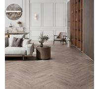 GoodHome Chesterfield Grey Natural Oak Effect Synchronic Herringbone Laminate Flooring, 0.87M²