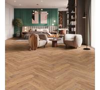 GoodHome Chesterfield Natural Oak Effect Synchronic Herringbone Laminate Flooring, 0.87M²