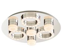 GoodHome Circus Round Brushed Metal & Plastic Chrome Effect Led Ceiling Light