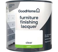 GoodHome Clear Satin Painted Wood Painted Furniture Lacquer, 500Ml