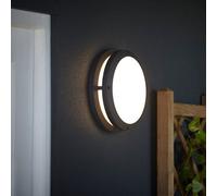 GoodHome Coffman Fixed Matt Dark Grey Mains-Powered Integrated Led Outdoor Round Wall Light 1400Lm (Dia)26Cm