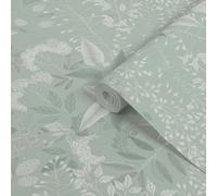 GoodHome Colletia Sage Green Soft Foliage Natural Embossed Wallpaper