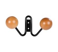 GoodHome Corne Black & Natural Wall-Mounted Double Hook (H)71mm (D)64mm