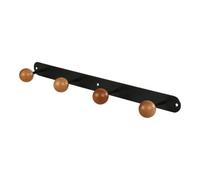 GoodHome Corne Matt Black Wood Effect Steel 4 Hook Rail (L)520mm (H)40mm