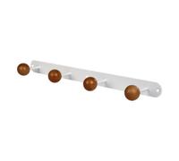 GoodHome Corne Matt White Wood Effect Steel 4 Hook Rail (L)520mm (H)40mm