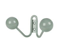 GoodHome Corne Sage Metal & Schima Wall-Mounted Double Hook (H)71mm (D)64mm